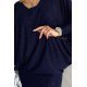 Rochie scurta din glitter bleumarin cu maneca lunga tip liliac Deandra 5 - jojofashion.ro