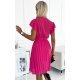 Rochie roz zmeura scurta plisata din chiffon Soysen 3 - jojofashion.ro
