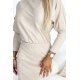 Rochie tricotata midi, din acryl bej, mulata, cu maneca lunga, Kamari 6 - jojofashion.ro