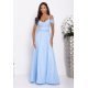 Rochie eleganta lunga din tulle baby blue cu umerii goi vaporoasa KiaraW 2 - jojofashion.ro