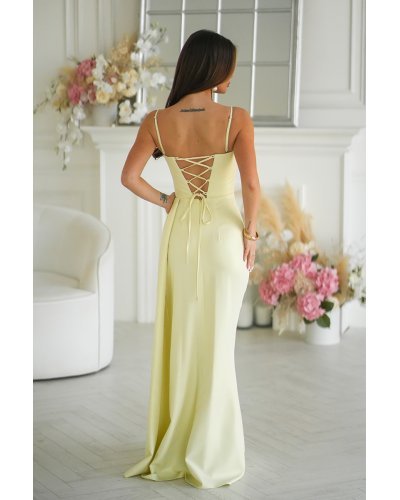 Rochii de Ocazie Elegante, Rochie eleganta lunga galbena cu glitter mulata cu umeri goi Luxurious - jojofashion.ro