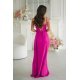 Rochie eleganta lunga roz fucsia cu glitter mulata cu umeri goi Luxurious 3 - jojofashion.ro