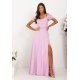 Rochie eleganta lunga tulle lila cu umerii goi vaporoasa KiaraW 4 - jojofashion.ro