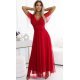 Rochie rosie eleganta lunga din tulle vaporoasa NastiaN 2 - jojofashion.ro