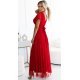 Rochie rosie eleganta lunga din tulle vaporoasa NastiaN 3 - jojofashion.ro