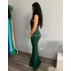 Rochie lunga verde cu broderie Eva Rochie lunga verde cu broderie Eva eleganta