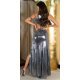 Rochie de seara lunga, glitter, argintie, cu umerii goi, asimetrica, Zaria 3 - jojofashion.ro