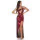 Rochie de seara lunga, glitter, rosie, cu umerii goi, asimetrica, Zaria 4 - jojofashion.ro