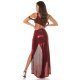 Rochie lunga rosie din glitter cu umerii goi asimetrica Zaria 5 - jojofashion.ro
