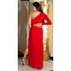 Rochie lunga rosie mulata cu maneca lunga si umerii goi Kleopatra 3 - jojofashion.ro