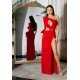 Rochie lunga rosie mulata cu maneca lunga si umerii goi Kleopatra 5 - jojofashion.ro