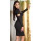 Rochie de seara midi, neagra, mulata, cu maneca lunga, Aliye 3 - jojofashion.ro