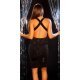 Rochie scurta neagra mulata din glitter cu peplum Moulan 2 - jojofashion.ro