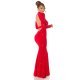 Rochie lunga, din lurex, rosie, mulata, cu maneca lunga, Zerrin  5 - jojofashion.ro