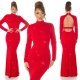 Rochie lunga, din lurex, rosie, mulata, cu maneca lunga, Zerrin  8 - jojofashion.ro