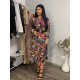 Rochie midi multicolora cu maneca lunga Claudia 2 - jojofashion.ro