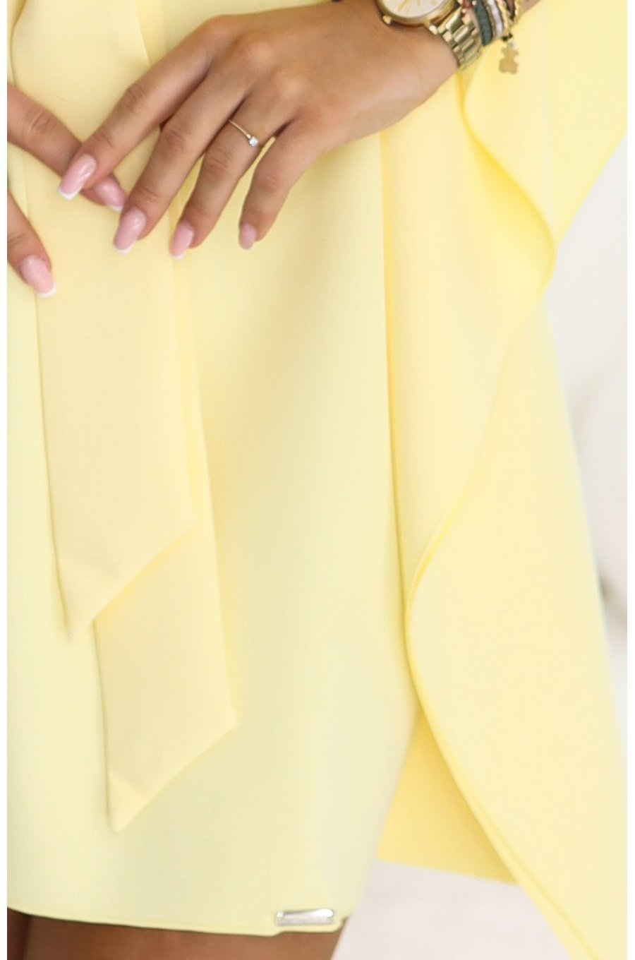 Rochie eleganta midi galbena croi fluture oversize Butterfly 4 - jojofashion.ro