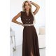 Rochie midi tip camasa maro ciocolata evazata Anemona 4 - jojofashion.ro