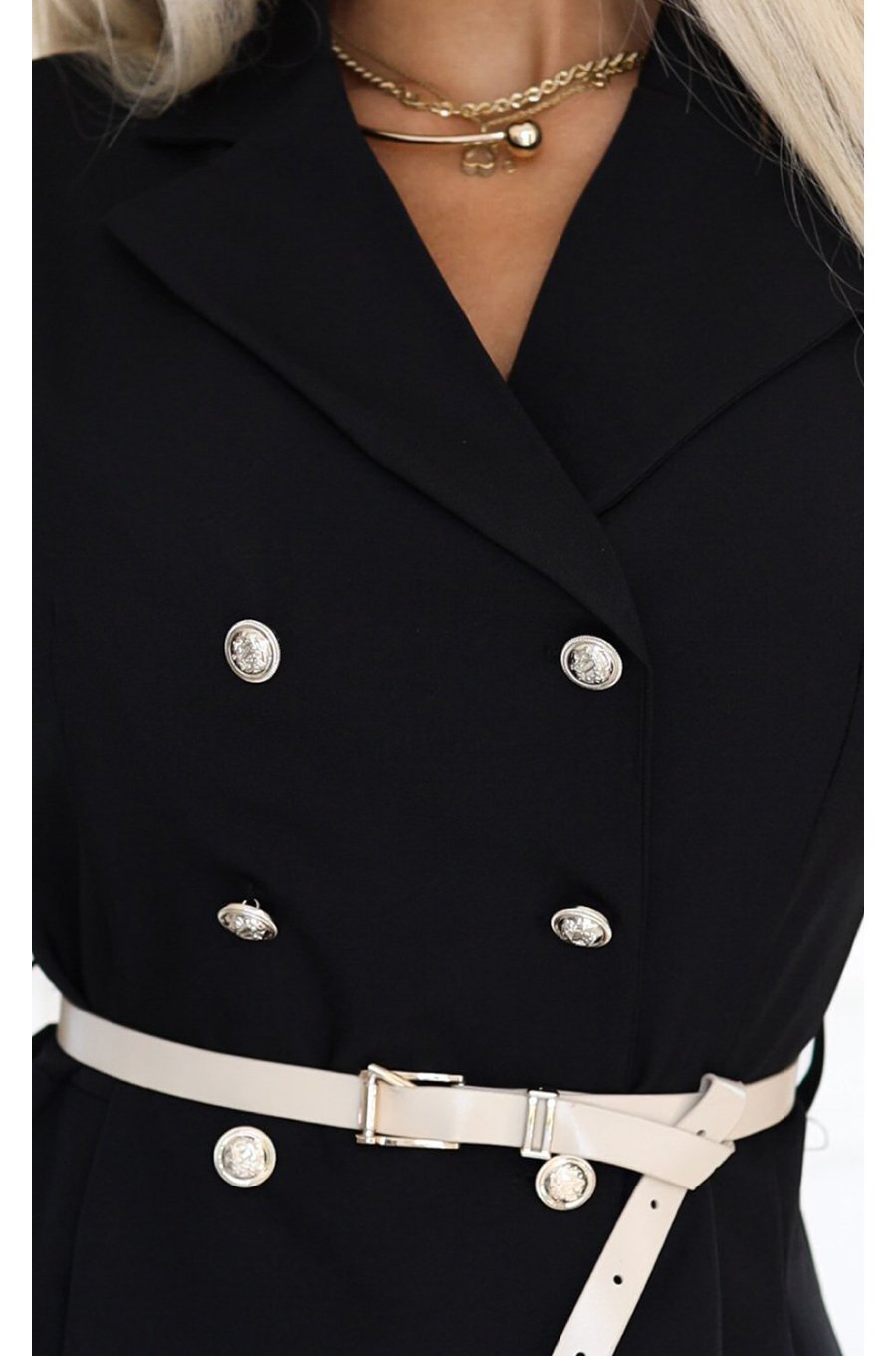 Rochie midi tip camasa neagra clasica evazata Anemona 6 - jojofashion.ro