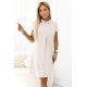 Rochie scurta bej trapez cu guler Liora 2 - jojofashion.ro