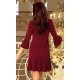 Rochie scurta burgundy croi A cu volan plisat Codruta 3 - jojofashion.ro