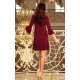 Rochie scurta burgundy croi A cu volan plisat Codruta 5 - jojofashion.ro