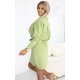 Rochie tip camasa verde olive scurta cu maneca lunga Flavya 3 - jojofashion.ro