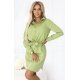 Rochie tip camasa verde olive scurta cu maneca lunga Flavya 6 - jojofashion.ro