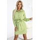 Rochie tip camasa verde olive scurta cu maneca lunga Flavya 2 - jojofashion.ro