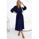 Rochie tip camasa bleumarin navy midi cu maneca lunga, Asiyah 2 - jojofashion.ro