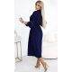Rochie tip camasa bleumarin navy midi cu maneca lunga, Asiyah 3 - jojofashion.ro