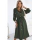 Rochie tip camasa kaki midi cu maneca lunga Asiyah 2 - jojofashion.ro