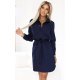 Rochie tip camasa scurta bleumarin navy cu maneca lunga Flavya 5 - jojofashion.ro