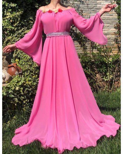 Rochie lunga ocazie din voal roz bombon FairyTale Rochii lungi, Rochie lunga ocazie din voal roz bombon FairyTale - jojofashion.ro