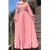 Rochie lunga din voal roz FairyTale