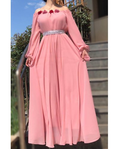 Rochie lunga din voal roz FairyTale Rochii lungi, Rochie lunga din voal roz FairyTale - jojofashion.ro