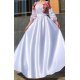 Rochie de ocazie traditionala lunga din tafta alba Anna 2 - jojofashion.ro