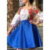 Rochie traditionala midi tafta albastra cu maci rosii Azra