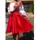 Rochie traditionala midi din tafta rosie cu maci Azra 2 - jojofashion.ro