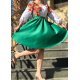 Rochie traditionala midi tafta verde cu maci rosii Azra 2 - jojofashion.ro