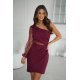 Rochie eleganta scurta burgundy mulata cu umar gol si maneca din paiete Seduction 2 - jojofashion.ro