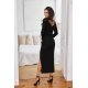 Rochie neagra midi mulata cu maneca lunga Rhea 3 - jojofashion.ro