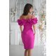 Rochie scurta fucsia mulata cu maneca incretita 3D Serena 3 - jojofashion.ro