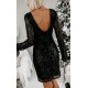 Rochie scurta neagra mulata din paiete cu maneca lunga Twinkle 3 - jojofashion.ro