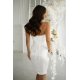 Rochie cununie civila scurta satin alba mulata cu umerii goi si trandafir pe bust GlamyLuxe 3 - jojofashion.ro