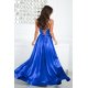 Rochie din satin albastra lunga cu bust tip corset vaporoasa Saphira 3 - jojofashion.ro