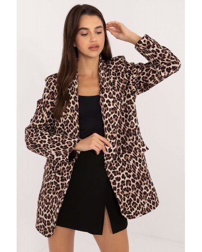 Sacou dama animal print leopard, maro, Haya1 Bluze dama, Sacou dama animal print leopard, maro, Haya1 - jojofashion.ro