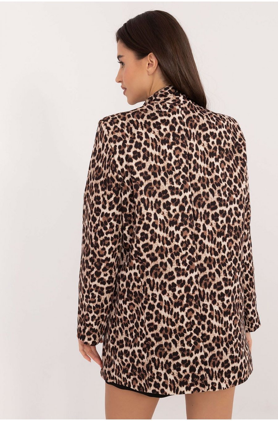 Sacou dama animal print leopard, maro, Haya1 Sacou dama animal print leopard, maro, Haya1 3 - jojofashion.ro