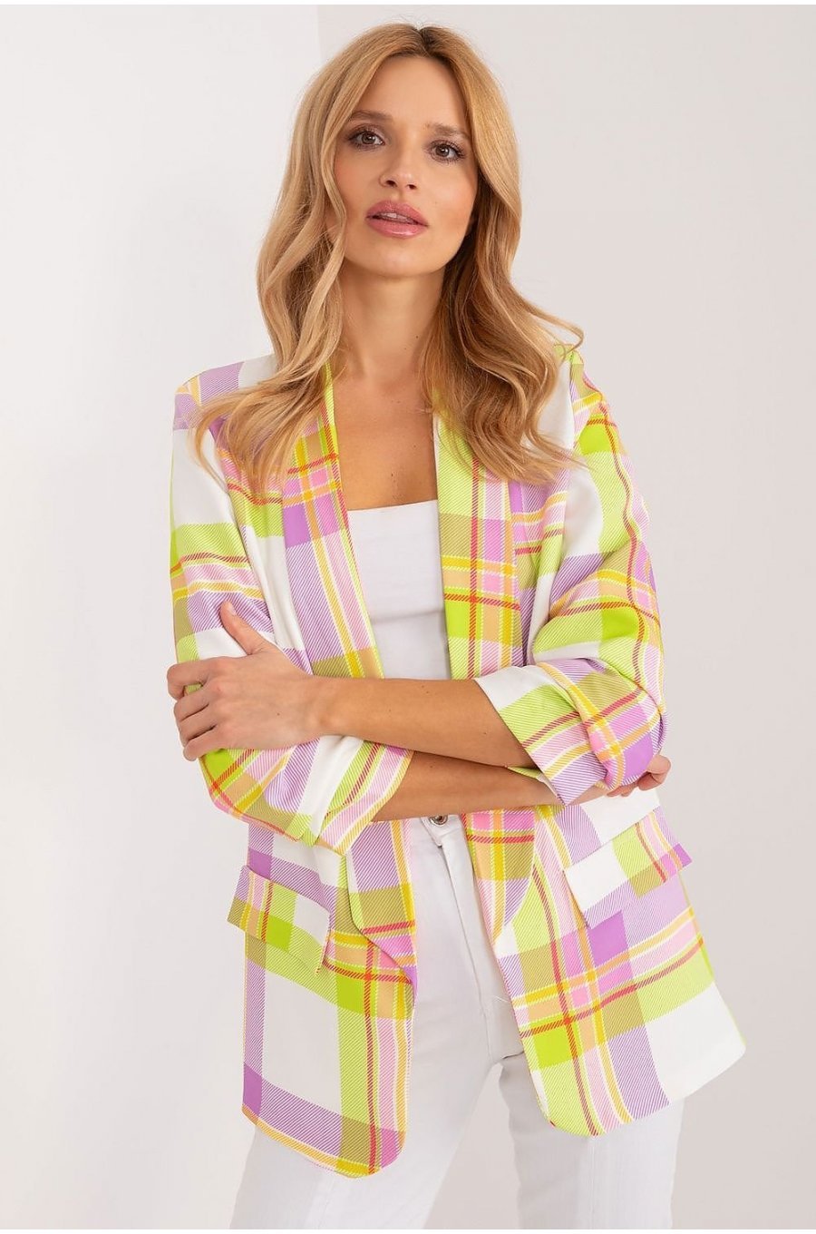 Sacou dama galben, in carouri, casual, Ezera1 Sacou dama galben, in carouri, casual, Ezera1 1 - jojofashion.ro