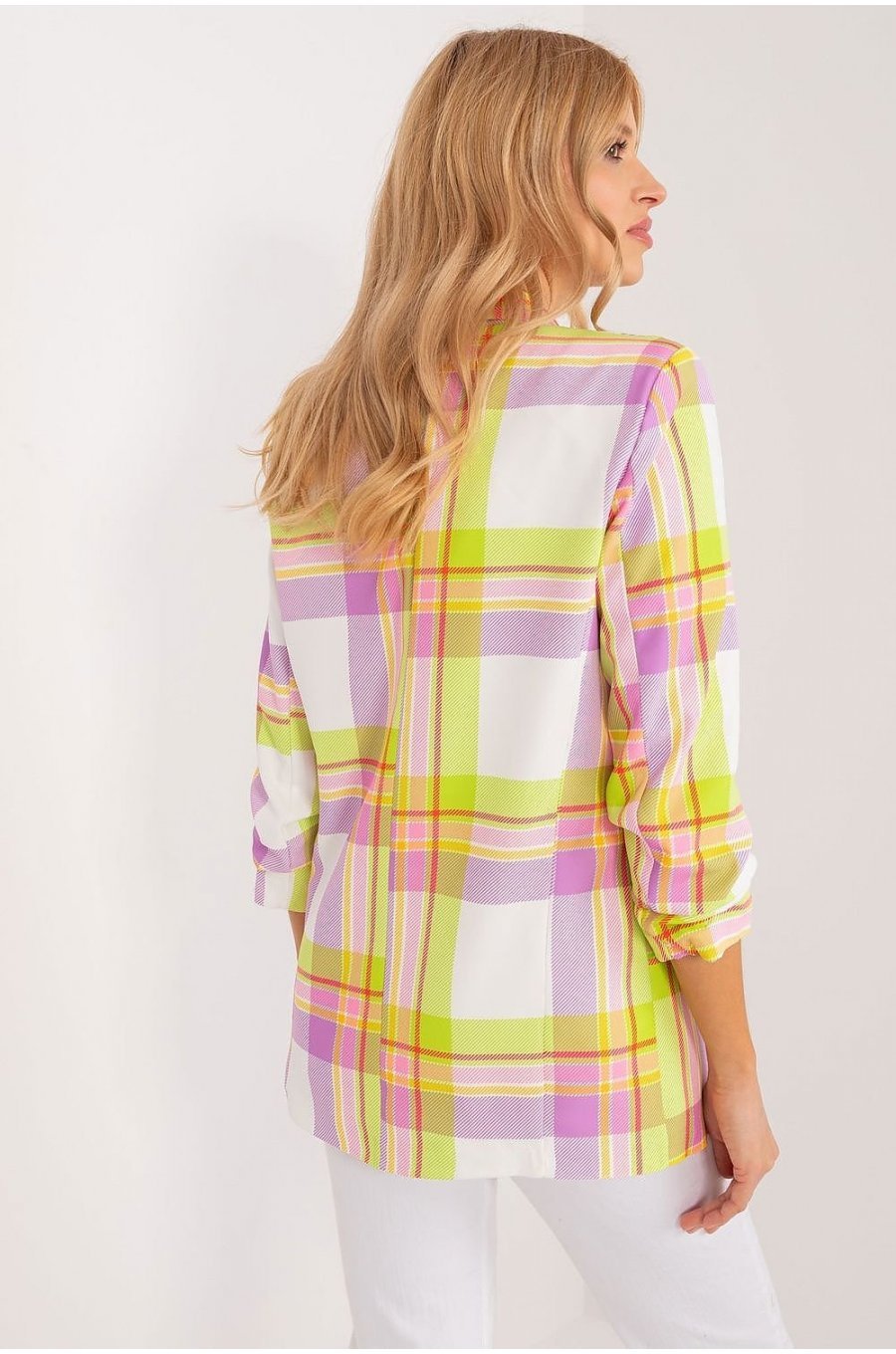 Sacou dama galben, in carouri, casual, Ezera1 Sacou dama galben, in carouri, casual, Ezera1 3 - jojofashion.ro
